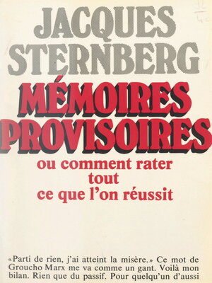 cover image of Mémoires provisoires
